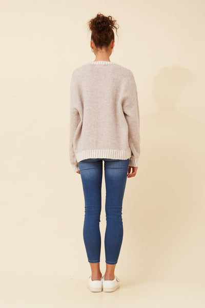 Blanket Stitch Sweater Oatmeal