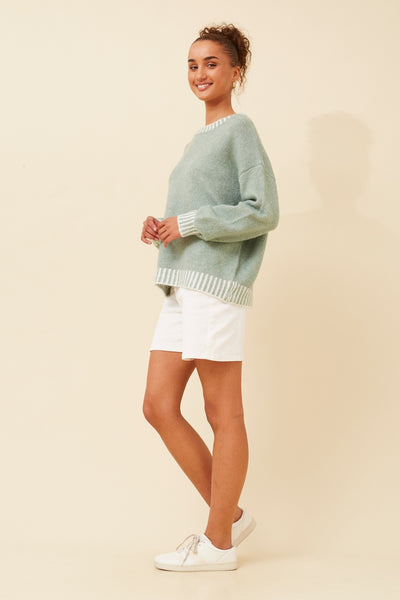 Blanket Stitch Sweater Sage