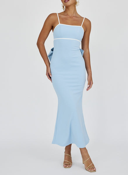 Bow Ponti Dress Blue