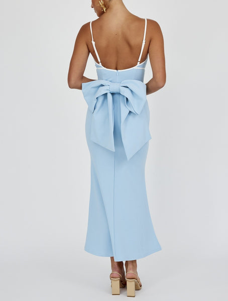 Bow Ponti Dress Blue