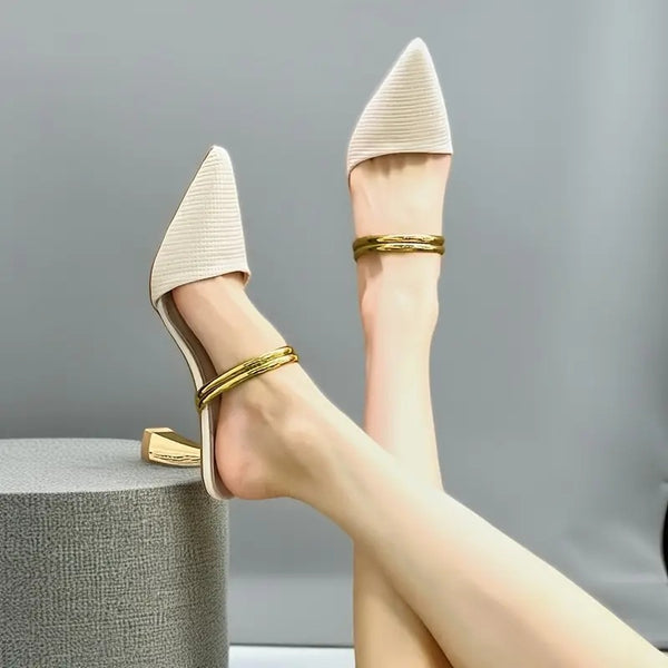 Gold Strap Heel Cream - Cavorte 