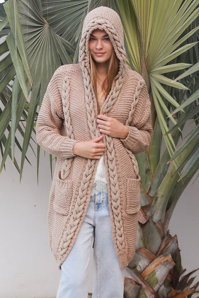 Bondi Hooded Cardigan Camel