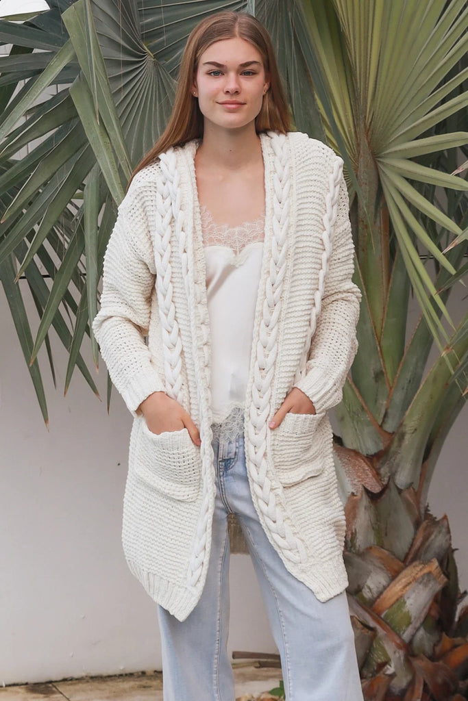 Bondi Hooded Cardigan Cream