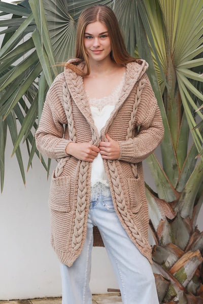 Bondi Hooded Cardigan Camel