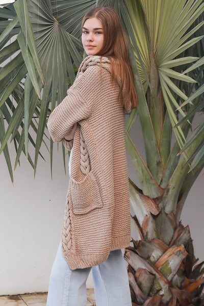 Bondi Hooded Cardigan Camel
