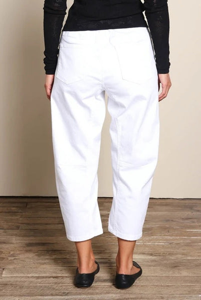 Pull-On Barrel Leg Jeans White
