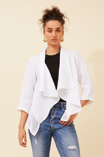 Italian Linen Waterfall Jacket White