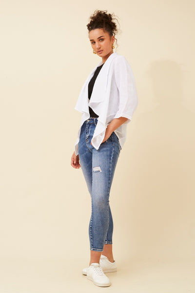 Italian Linen Waterfall Jacket White