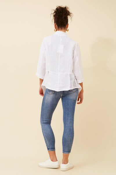 Italian Linen Waterfall Jacket White