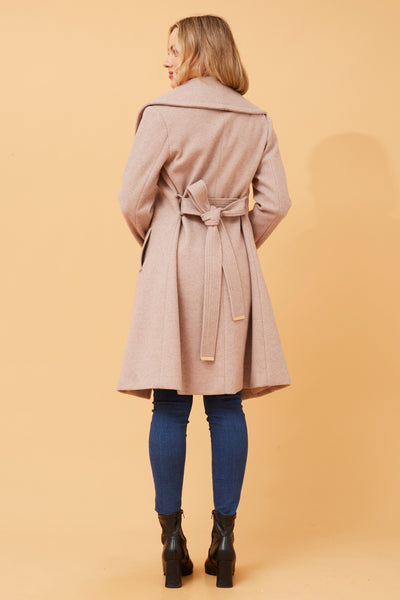 Wrap Shawl Collar Coat Latte