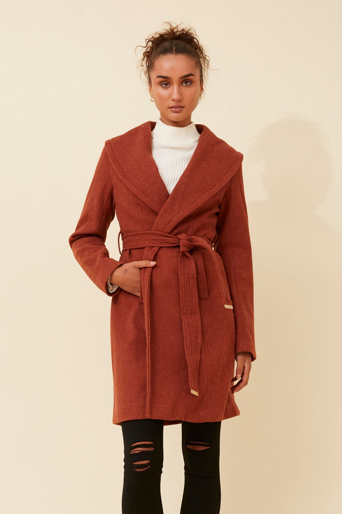 Phoebe Wrap Coat Rust