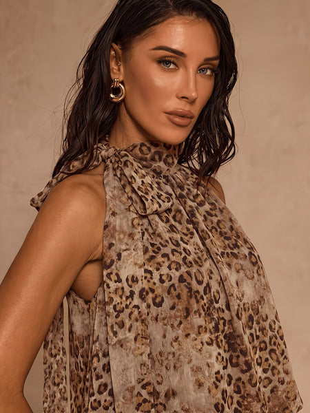 Claudette Lined Top Leopard