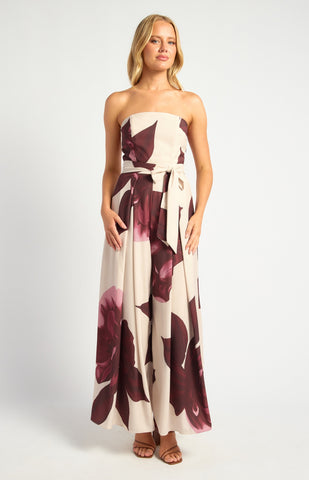 Cream-Merlot Jumpsuit