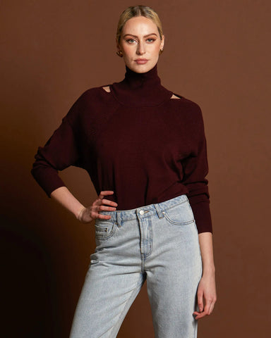 Cut Out Knit Plum