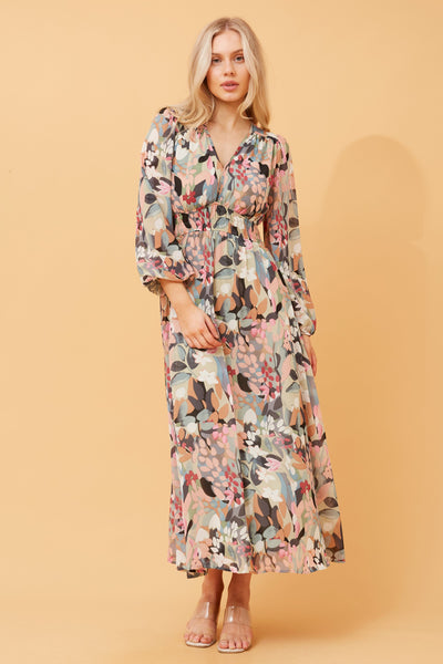 Gina Floral Print Midi Dress - Cavorte 