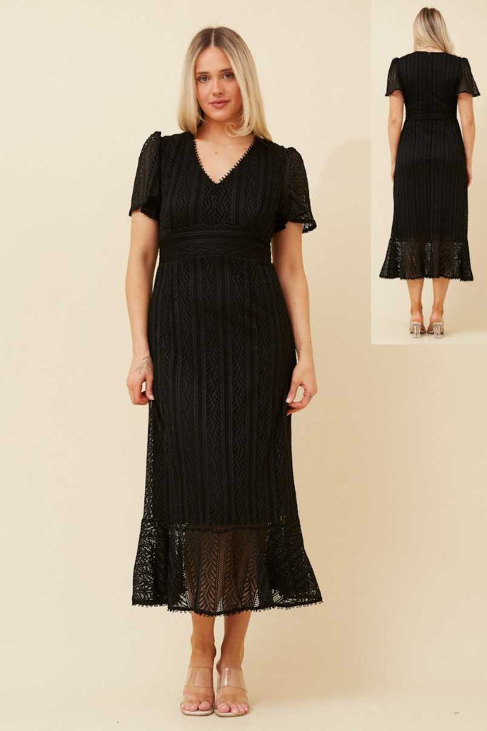 Lilly Stretch Lace Dress Black - Cavorte 