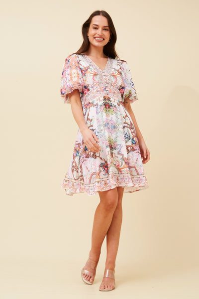 Louise Vintage Print Mini Dress
