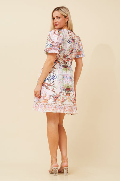 Louise Vintage Print Mini Dress