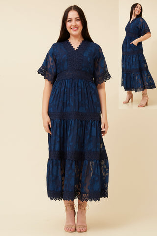 Natalie Lace Dress Navy