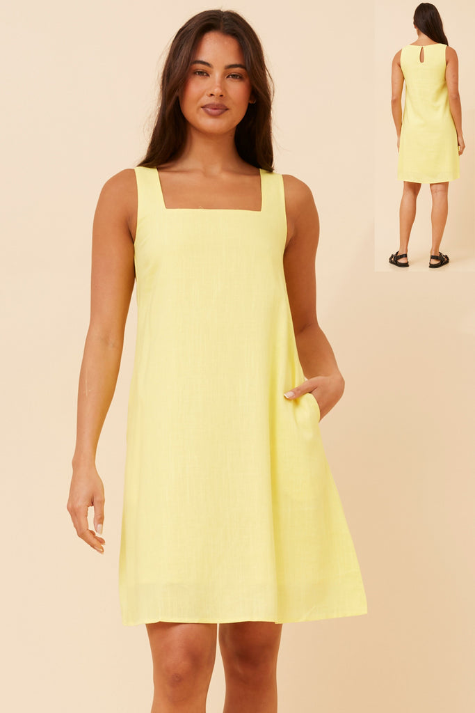 Flared Mini Dress Lemon | Cavorte Flared Mini Dress Lemon | Cavorte