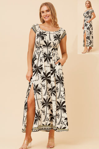 Mono Print Maxi Dress