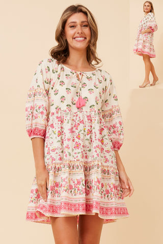 Rosa Print Boho Dress