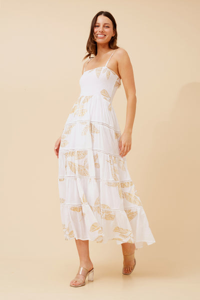 Leaf Print Boho Maxi Dress