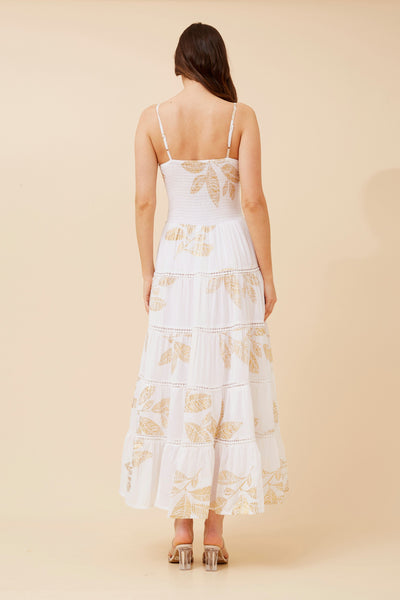 Leaf Print Boho Maxi Dress
