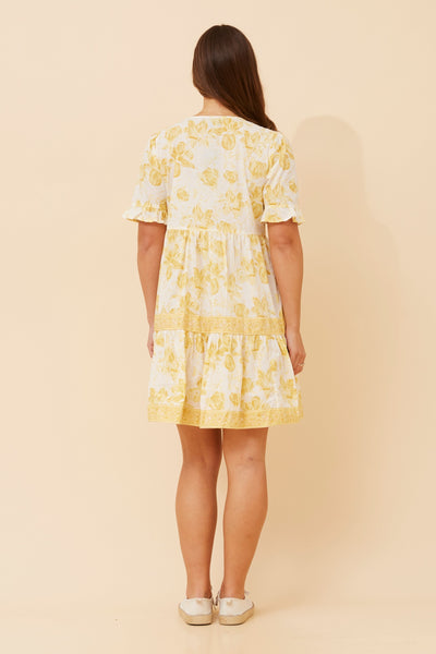 Lemon Print Boho Dress