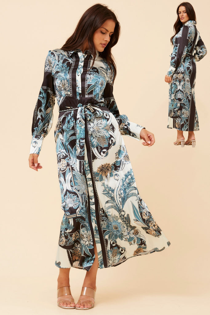 Elouise Satin Shirt Dress