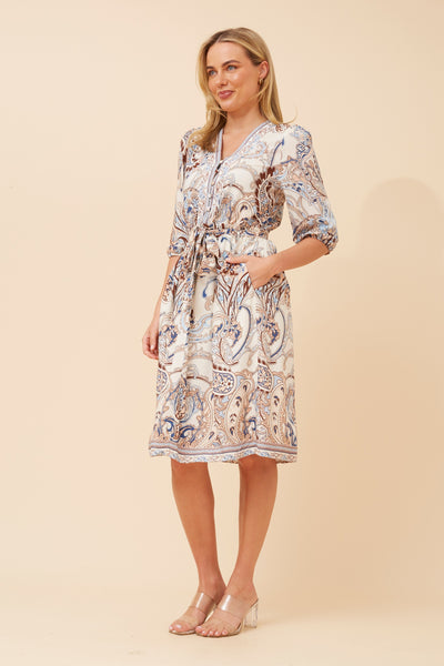 Paisley Border Print Dress