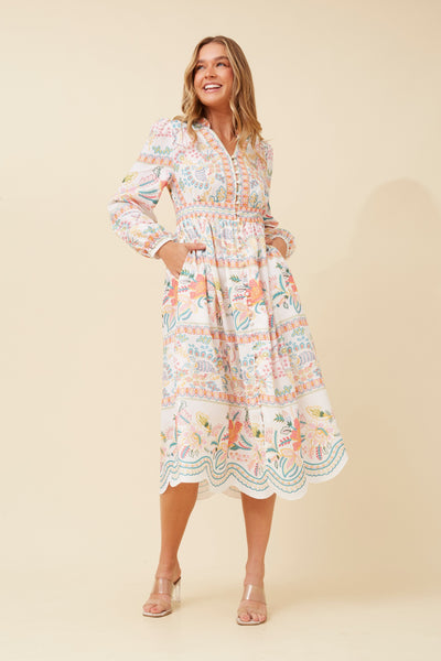 Selina Scalloped Hem Print Dress - Cavorte 