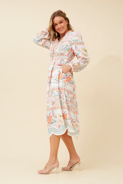Selina Scalloped Hem Print Dress - Cavorte 