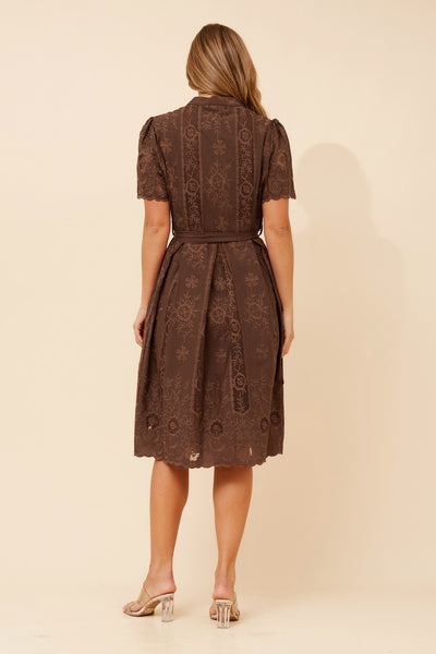 Leila Lace Midi Dress Chocolate