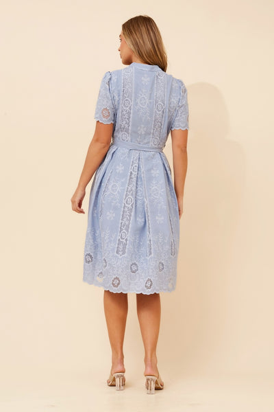 Leila Lace Midi Dress Blue