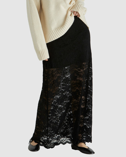 Dove Lace Skirt Black - Cavorte 