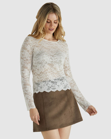 Dove Lace Top Cream - Cavorte 