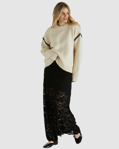 Dove Lace Skirt Black - Cavorte 