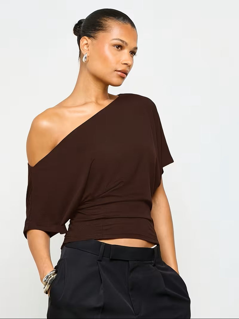 Drop Shoulder Top Chocolate