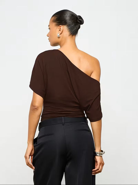 Drop Shoulder Top Chocolate