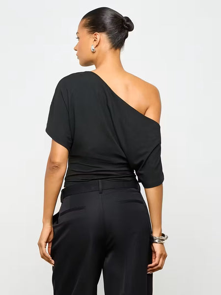Drop Shoulder Stretch Top Black