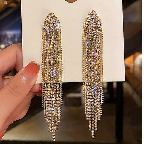 Diamante Long Earring Gold