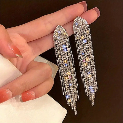 Diamante Long Earring Silver