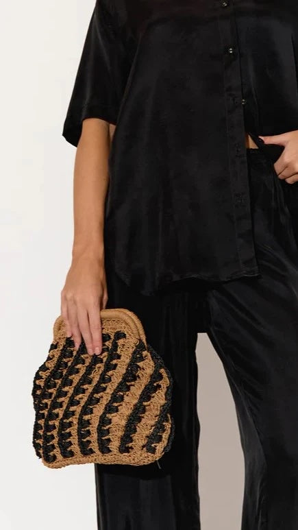 Open Weave Clutch Bag Two Tone