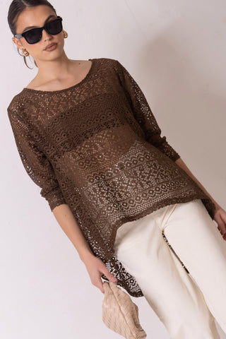 Ella Lace Bandeau Top Chocolate