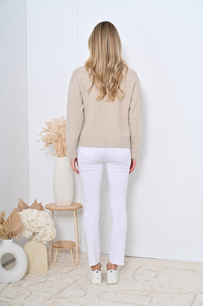 Ella Tie Front Cardigan Beige