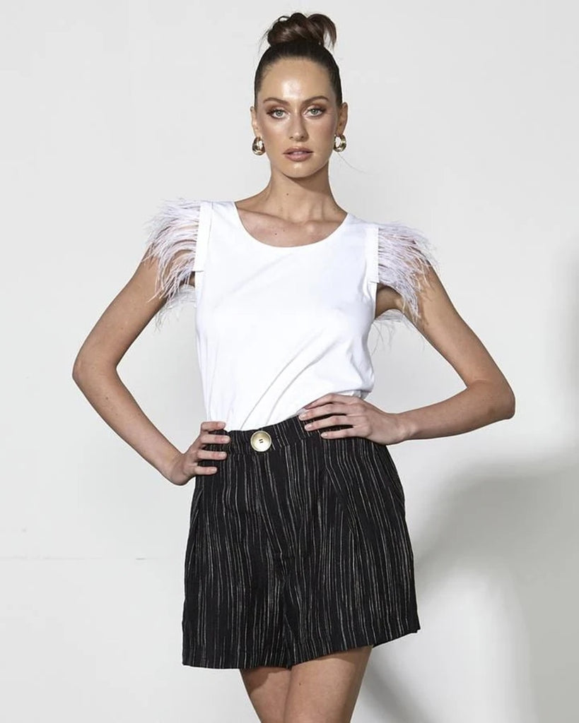 Feather Cap Sleeve Top