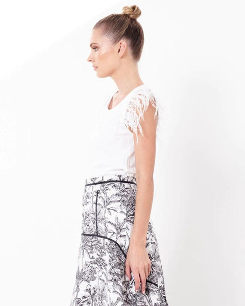 Feather Cap Sleeve Top