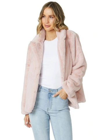Faux Fur Sass Jacket Blush