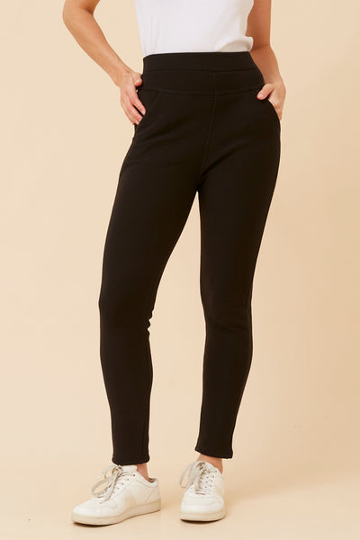 Fleece Lined Ponti Pant Black